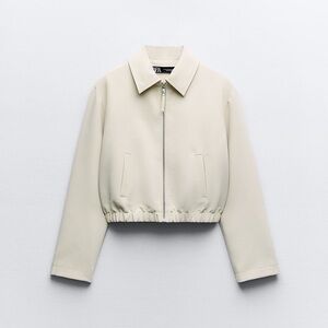 ZARA CROPPED SHIRT STYLE BOMBER JACKET